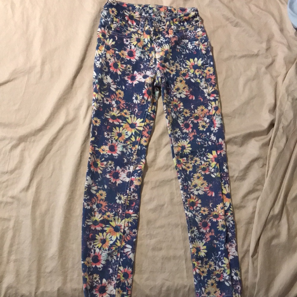 Justice Flowered Jeggings 8R